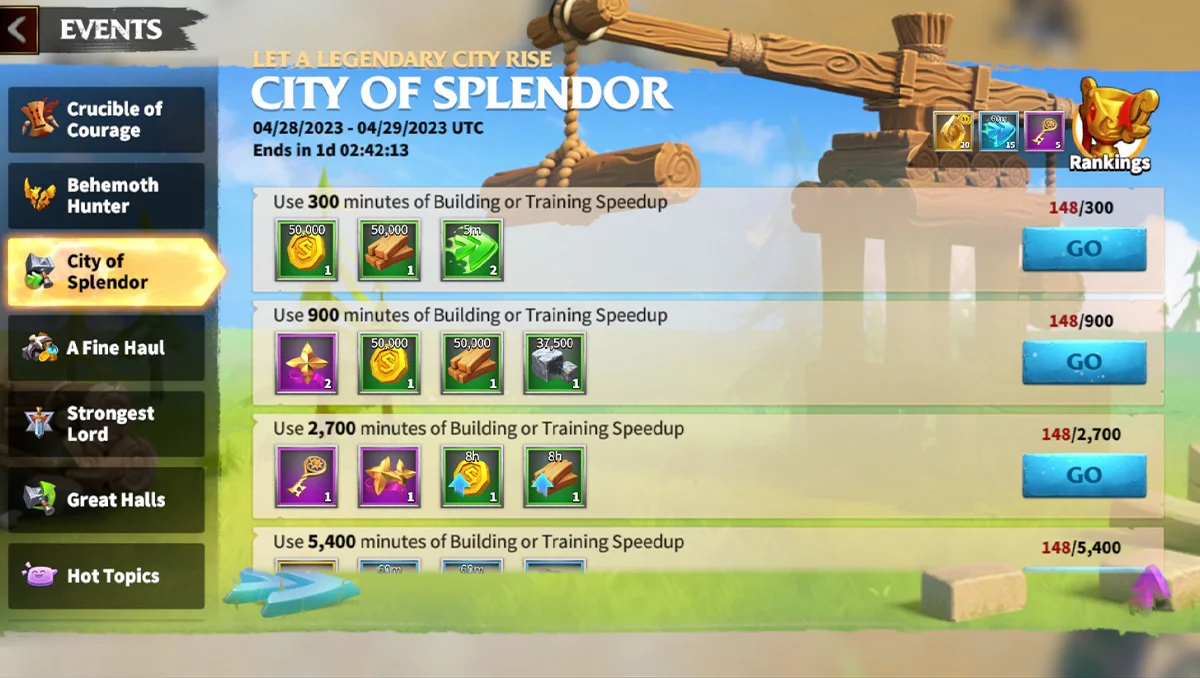 call of dragons event city of splendor