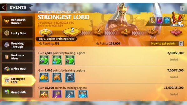 call of dragons event strongest lord