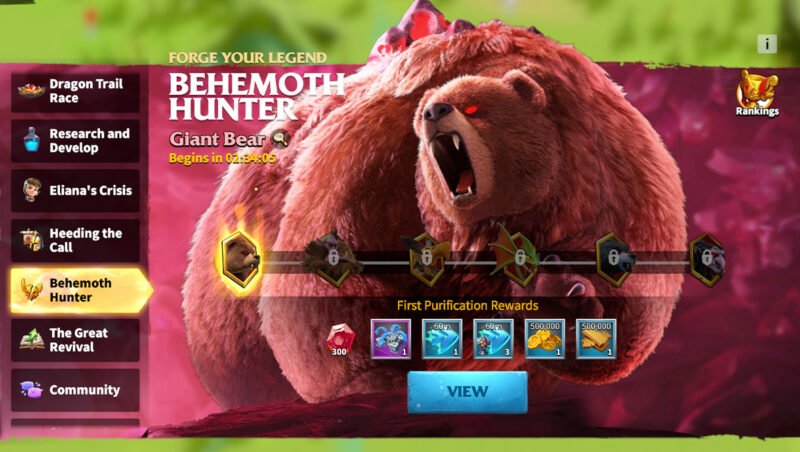 call of dragons event behemoth hunter giant bear