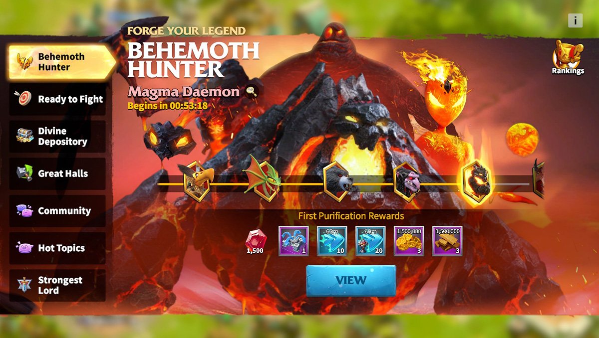 call of dragons event behemoth hunter magma daemon