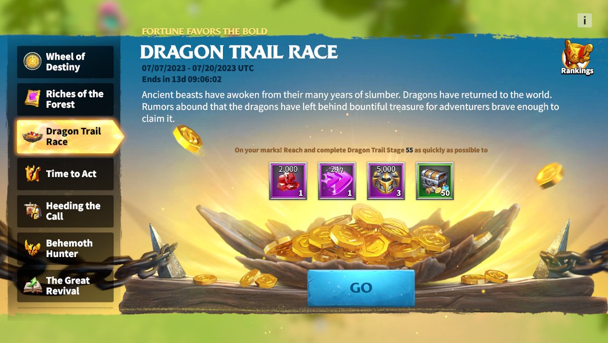 call of dragons event dragon trail race