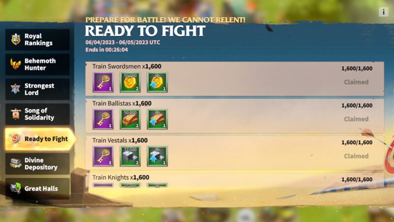 call of dragons event ready to fight